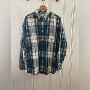 Orvis Blue and Green Cotton long sleeve button down Casual Checkered Dress Shirt